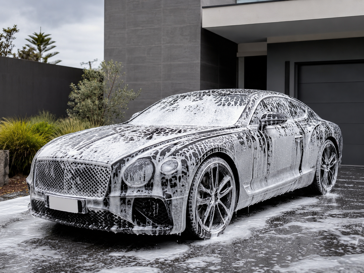 Bentley luxury car receiving professional foam wash treatment by Car Shine Melbourne